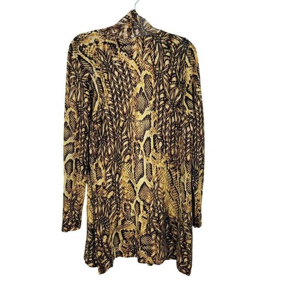 Vintage Alberto Makali Artsy Snake Open Cardigan L Golden Duster Sweater Beaded - Picture 8 of 11